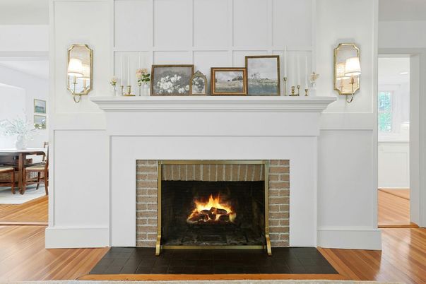 Fireplace, Interior, Wood Texture Flooring