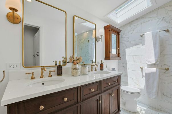 Bathroom, Dual Sink Vanities, Interior, Marble Walls