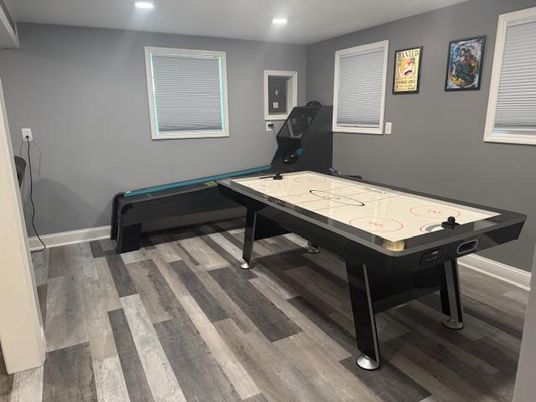 Game Room, Interior, Recessed Lighting, Wood Texture Flooring