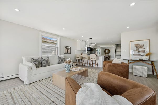 Dining room, Interior, Kitchen, Living room, Pendant Lights, Recessed Lighting, Wood Texture Flooring