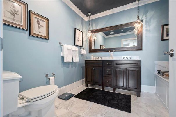 Bathroom, Interior, Marble, Pendant Lights