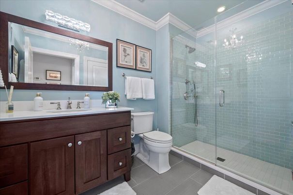 Bathroom, Glass Shower, Interior, Recessed Lighting