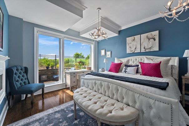 Bedroom, Chandelier, Interior, Wood Texture Flooring