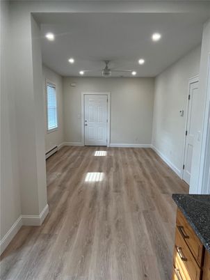 Empty room, Interior, Recessed Lighting, Wood Texture Flooring