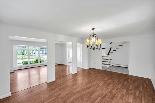 Chandelier, Empty room, Interior, Wood Texture Flooring