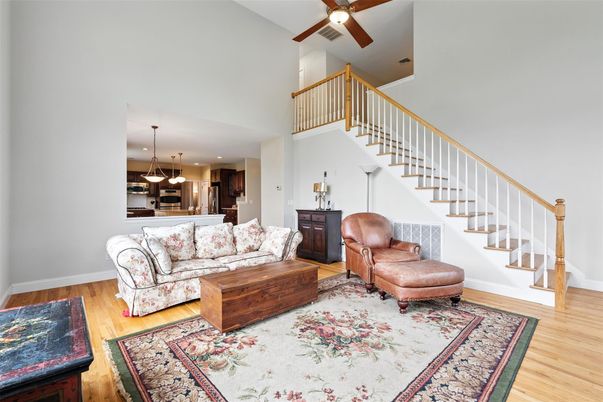 Interior, Kitchen, Living room, Pendant Lights, Recessed Lighting, Wood Texture Flooring