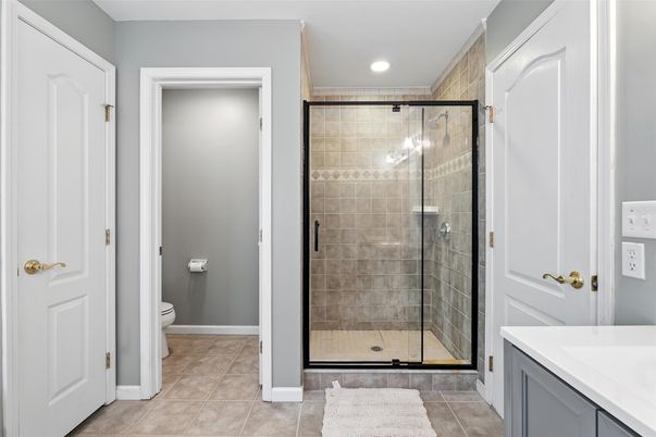 Bathroom, Glass Shower, Interior, Recessed Lighting