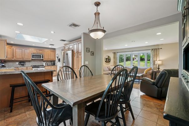 Dining room, Interior, Kitchen, Living room, Recessed Lighting, Stainless Steel Appliances