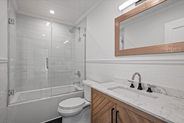 Bathroom, Glass Shower, Interior, Recessed Lighting