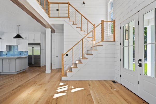 Interior, Kitchen, Pendant Lights, Stainless Steel Appliances, Wood Texture Flooring