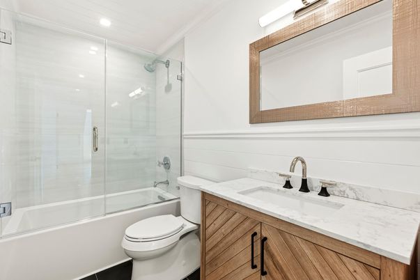 Bathroom, Glass Shower, Interior, Recessed Lighting