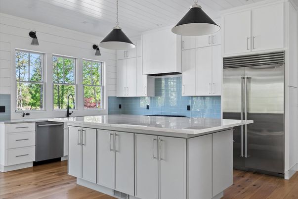 Interior, Kitchen, Pendant Lights, Stainless Steel Appliances, Wood Texture Flooring