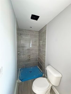 Bathroom, Glass Shower, Interior, Wood Texture Flooring
