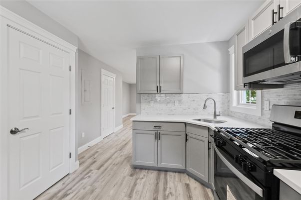 Interior, Kitchen, Stone Walls, Wood Texture Flooring