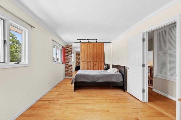 Bedroom, Interior, Stone Walls, Wood Texture Flooring