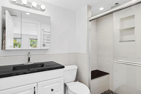 Bathroom, Glass Shower, Interior, Recessed Lighting