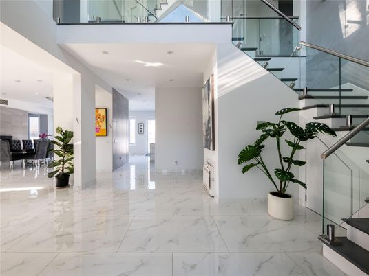 Dining room, Interior, Marble, Recessed Lighting