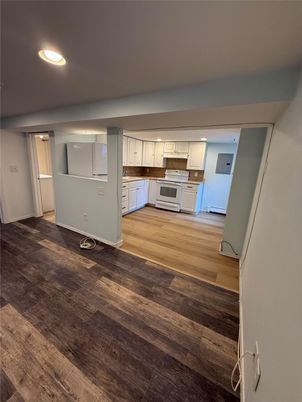 Interior, Kitchen, Recessed Lighting, Wood Texture Flooring