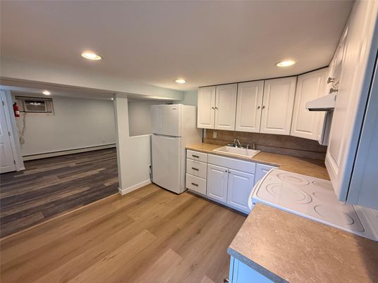 Interior, Kitchen, Recessed Lighting, Wood Texture Flooring