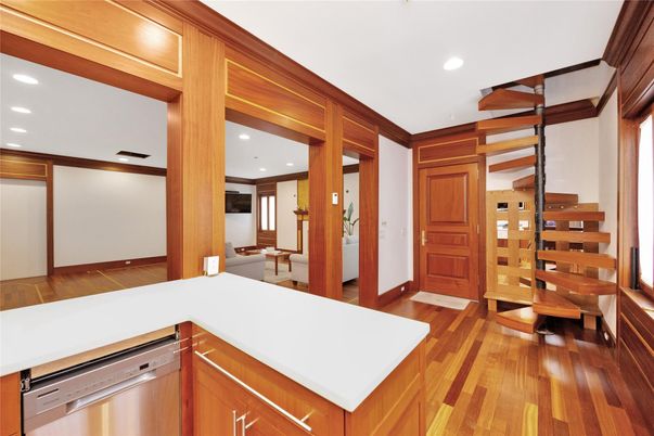 Interior, Kitchen, Recessed Lighting, Wood Texture Flooring