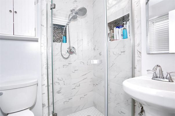Bathroom, Glass Shower, Interior, Marble Walls