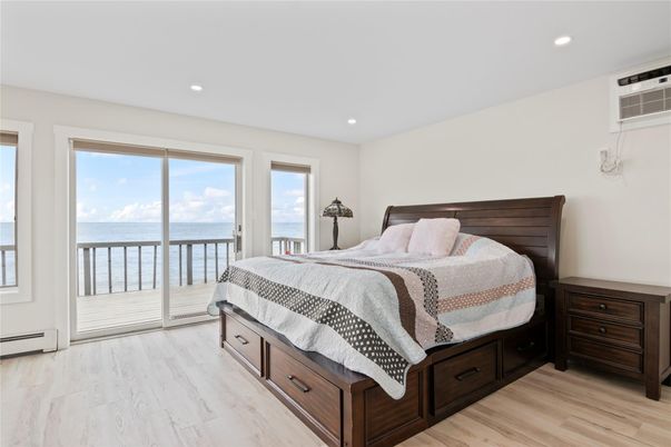 Bedroom, Interior, Recessed Lighting, Water, Wood Texture Flooring
