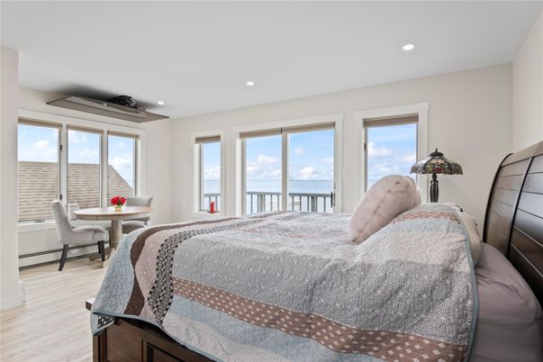 Bedroom, Interior, Recessed Lighting, Water, Wood Texture Flooring