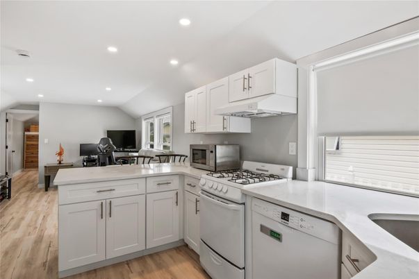 Interior, Kitchen, Recessed Lighting, Wood Texture Flooring