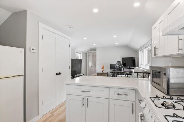 Interior, Kitchen, Recessed Lighting, Wood Texture Flooring