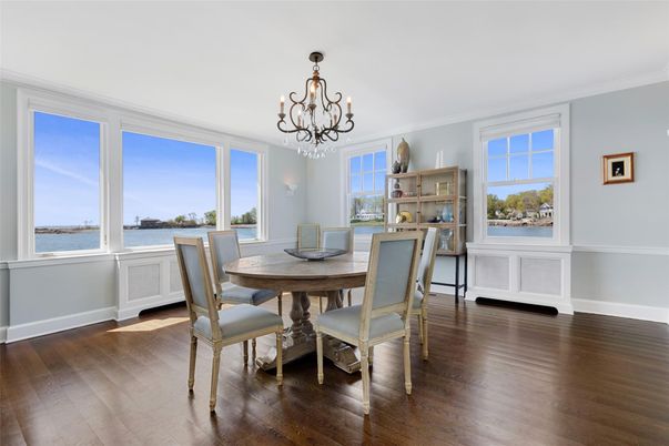 Chandelier, Dining room, Interior, Water, Wood Texture Flooring