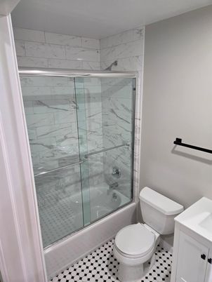 Bathroom, Glass Shower, Interior, Marble Walls