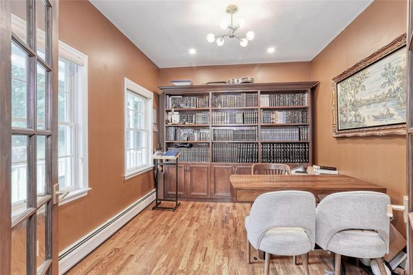 Home Office, Interior, Recessed Lighting, Wood Texture Flooring