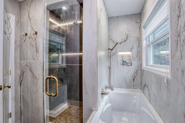 Bathroom, Glass Shower, Interior, Marble Walls