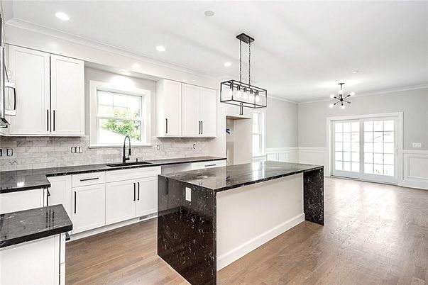 Interior, Kitchen, Pendant Lights, Recessed Lighting, Wood Texture Flooring