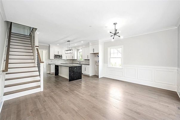 Interior, Kitchen, Pendant Lights, Recessed Lighting, Wood Texture Flooring
