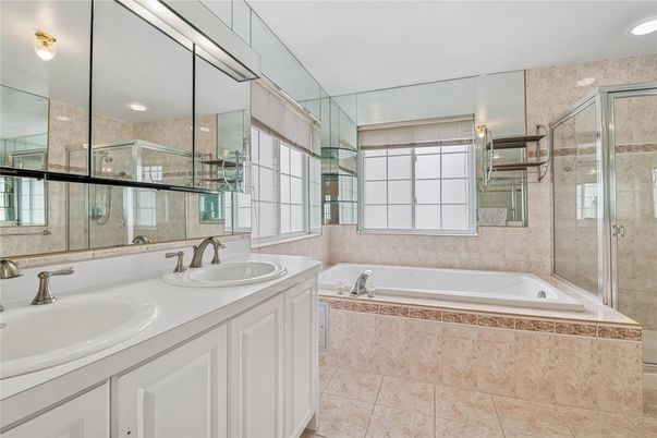 Bathroom, Dual Sink Vanities, Glass Shower, Interior, Recessed Lighting