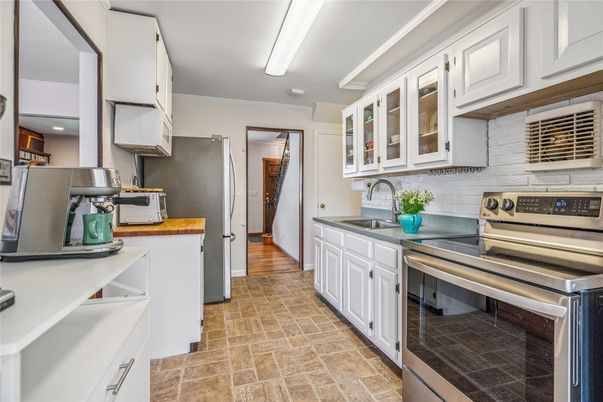 Interior, Kitchen, Stainless Steel Appliances, Stone Walls