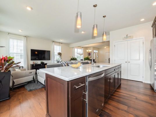 Interior, Kitchen, Living room, Pendant Lights, Recessed Lighting, Stainless Steel Appliances, Wood Texture Flooring