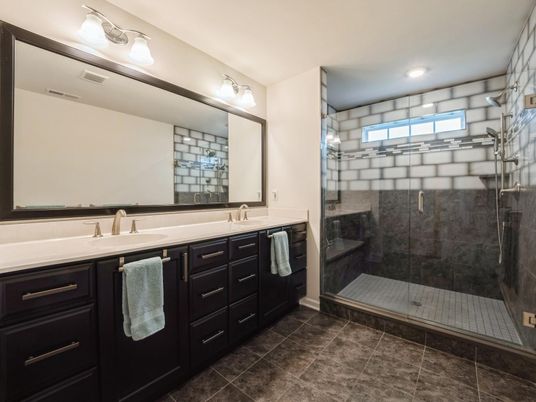 Bathroom, Dual Sink Vanities, Glass Shower, Interior, Recessed Lighting
