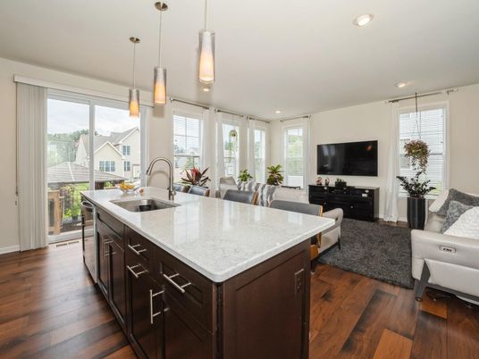 Interior, Kitchen, Pendant Lights, Recessed Lighting, Wood Texture Flooring