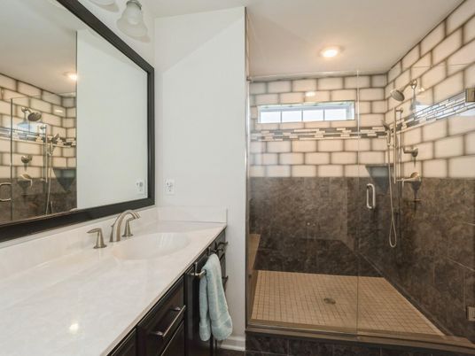 Bathroom, Glass Shower, Interior, Recessed Lighting