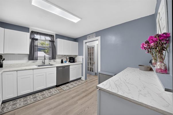 Interior, Kitchen, Stainless Steel Appliances, Wood Texture Flooring