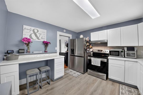 Interior, Kitchen, Stainless Steel Appliances, Wood Texture Flooring