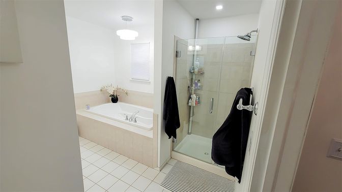 Bathroom, Glass Shower, Interior, Recessed Lighting