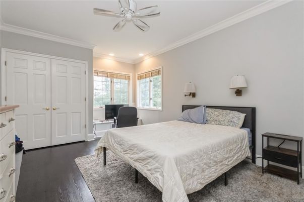 Bedroom, Home Office, Interior, Recessed Lighting, Wood Texture Flooring