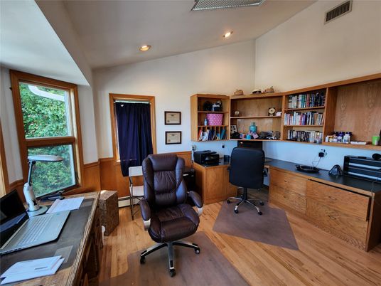 Home Office, Interior, Recessed Lighting, Wood Texture Flooring