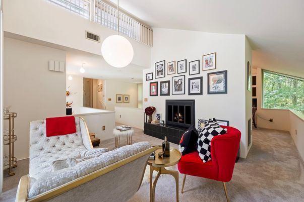 Fireplace, Interior, Living room, Pendant Lights