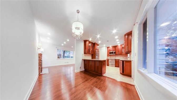 Chandelier, Interior, Kitchen, Recessed Lighting, Wood Texture Flooring