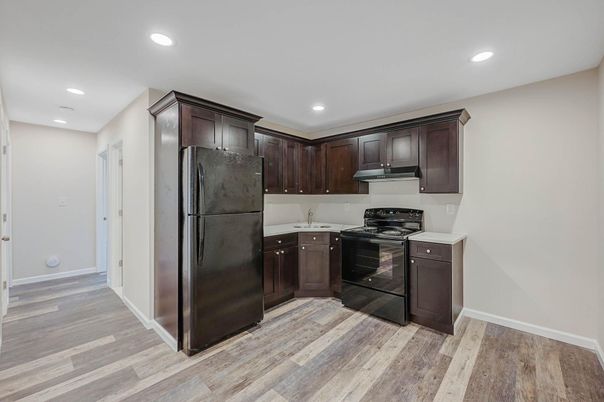 Interior, Kitchen, Recessed Lighting, Wood Texture Flooring