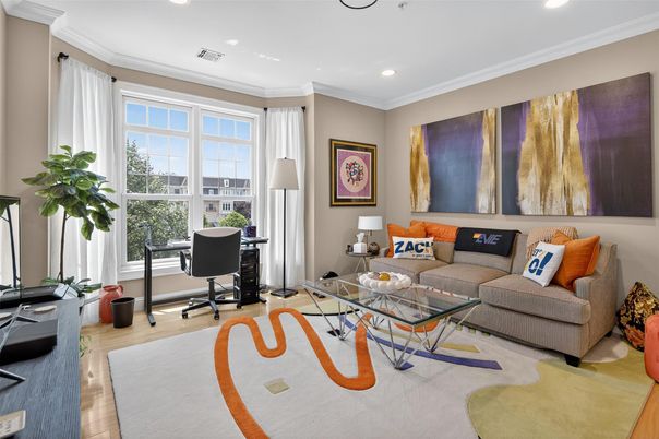 Home Office, Interior, Living room, Recessed Lighting, Wood Texture Flooring